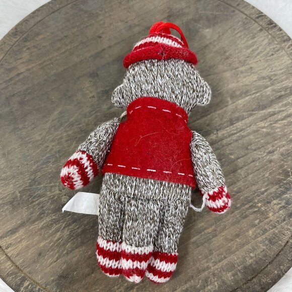 Sock Monkey Ornament Red Vest North Pole Trading Co. 2011 Collection Christmas - Picture 2 of 5